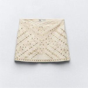ZARA EMBROIDERED MINI SKIRT